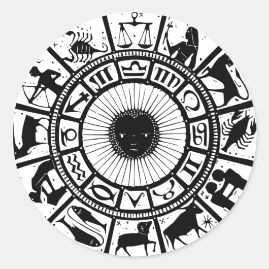 Astrologie Zodiawiel Ronde Sticker (Voorkant)