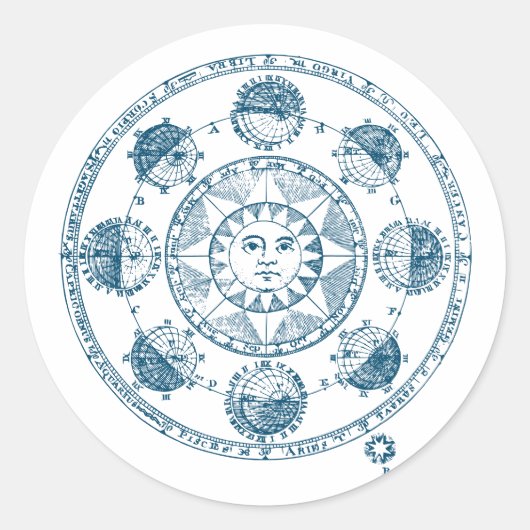 Astrologie Zodiawiel Ronde Sticker (Voorkant)