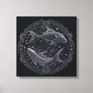 Astrologisch gebarenteken van het ras feb 19-maart canvas afdruk