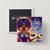 Astrologisch horoscoopteken Weegschaal Zodiac Vierkante Button 5,1 Cm (Voorkant /achterkant)
