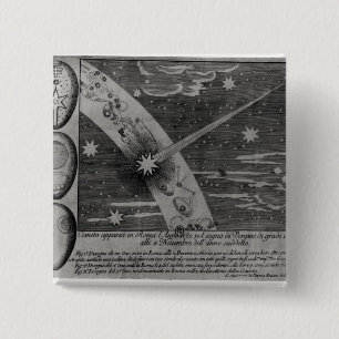 Astrologisch schema van de komeet vierkante button 5,1 cm