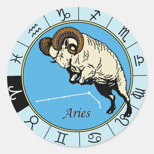astrologisch zodiumteken ronde sticker (Voorkant)