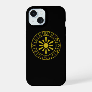 Astrologische Dierenriem Symbolen Wheel+Sun Gold iPhone 15 Hoesje