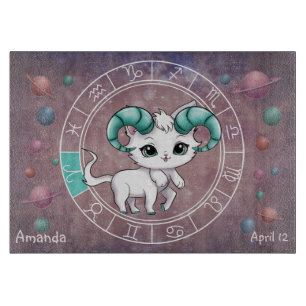 Astrologische Ram Schattigee kat Zodiac Wheel Plan Snijplank