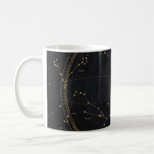 Astrologische sterrenkaart zwarte gouden zodiale s koffiemok