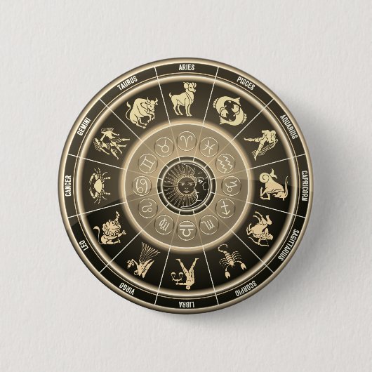 astrologische wielknop ronde button 5,7 cm (Voorkant)