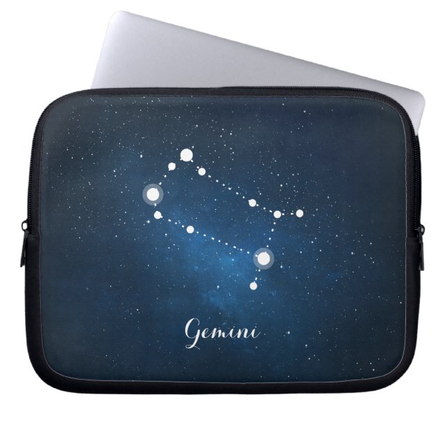 Astrology Blue Nebula Gemini Zodiac Sign Laptop Sleeve (Voorkant)