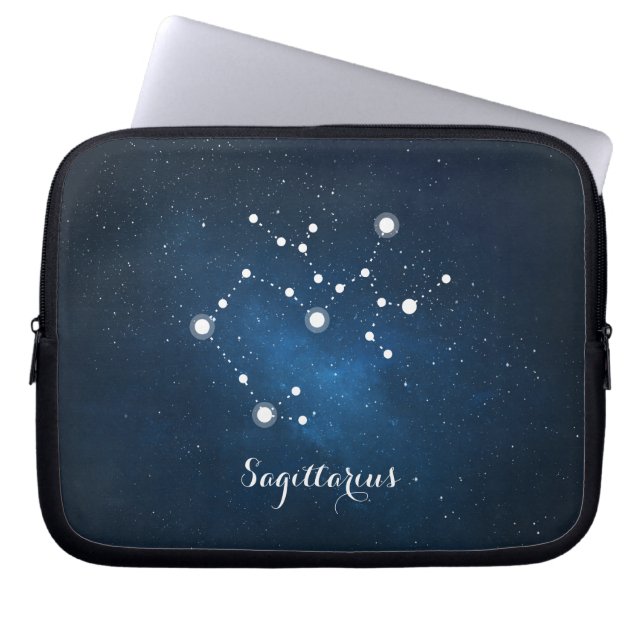 Astrology Blue Nebula Sagittarius Zodiac Sign Laptop Sleeve (Voorkant)