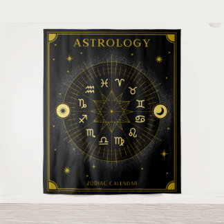 Astrology Zodiac Calendar - Black Wandkleed