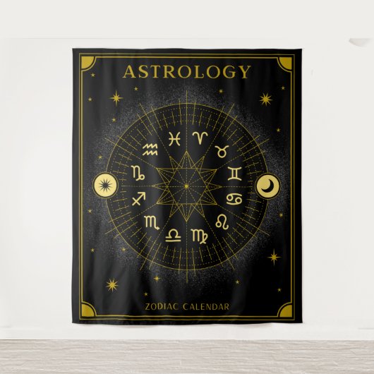 Astrology Zodiac Calendar - Black Wandkleed (Voorkant)