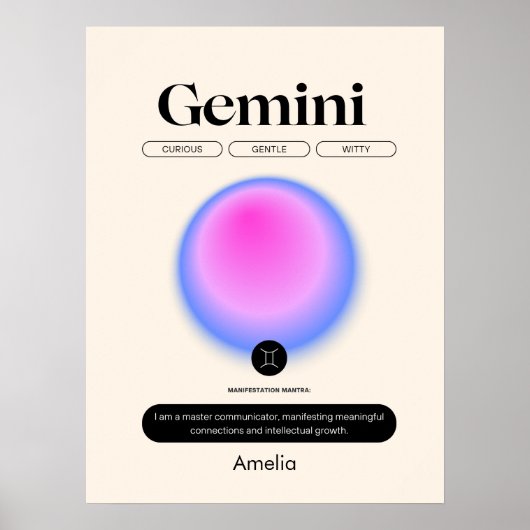 Astrology Zodiac Sign Gemini Poster (Devant)