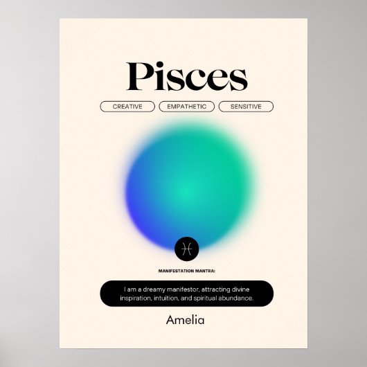 Astrology Zodiac Sign Pisces Poster (Devant)