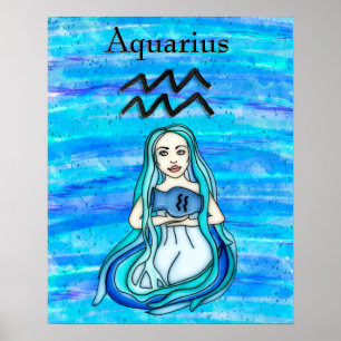 Astrologyteken Aquarius Horoscope Zodiabol Poster