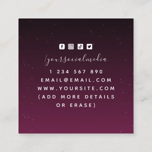 Astroloog Paars Ombre Constellation Star Energy Vierkante Visitekaartje (Achterkant)