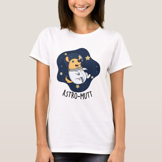 Astromutt Grappige Hond Astronaut Pun T-shirt (Voorkant)