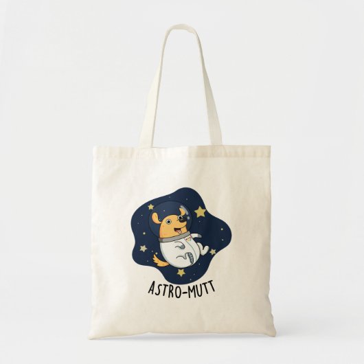 Astromutt Grappige Hond Astronaut Pun Tote Bag (Voorkant)