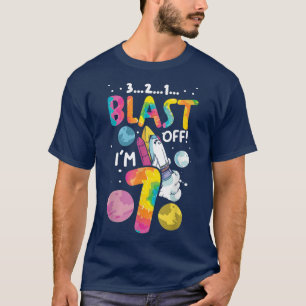 Astronaut 7e verjaardag 7 jaar oud 3 2 1 laatste v t-shirt