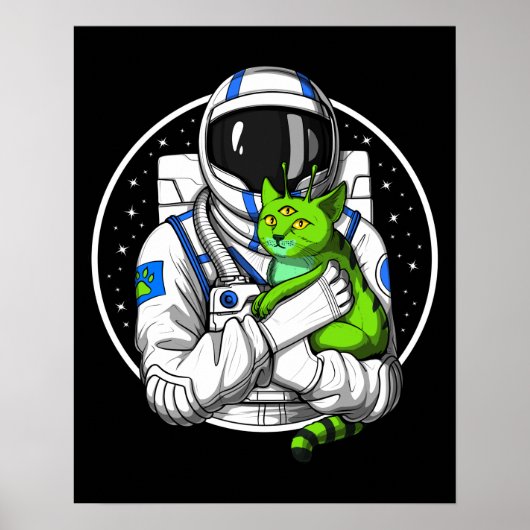 Astronaut Alien Cat Poster (Voorkant)