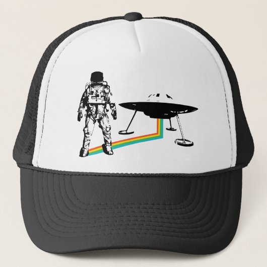 Astronaut Alien UFO Trucker Hat Trucker Pet (Voorkant)