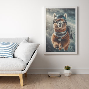 Astronaut Alpaca in de Surrrealistische Ruimtedier Poster