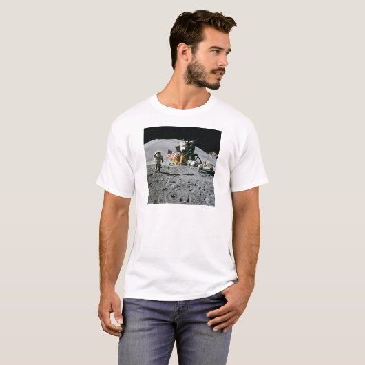 Astronaut and American Flag Apollo Moon Mission T-shirt (Voorkant volledig)