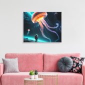 Astronaut and Cosmic Jellyfish Canvas Afdruk (Insitu (Woonkamer))