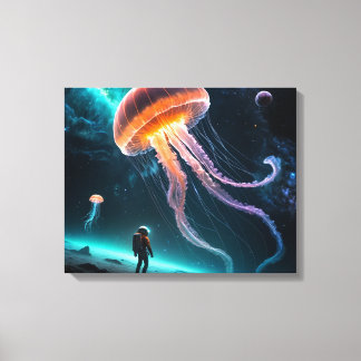 Astronaut and Cosmic Jellyfish Canvas Afdruk