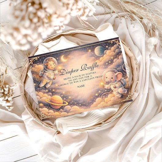 Astronaut Animals Space Diapper Raffle Informatiekaartje