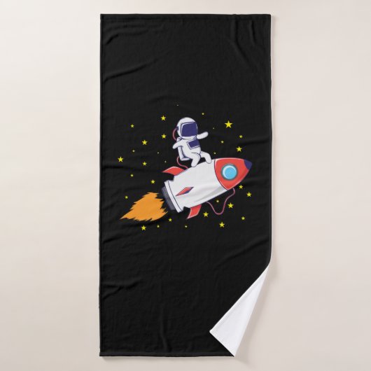 Astronaut auf Rakete Badhanddoek (Badhanddoek)