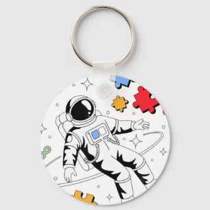 Astronaut Autisme Bewustzijn Puzzel Sleutelhanger