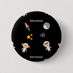 Astronaut baan patroon zwart ronde button 5,7 cm