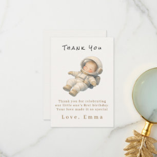 Astronaut Baby Eerste Verjaardag Dankkaart Bedankkaart