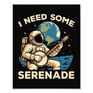 Astronaut Banjo Serenade Kosmisch geluid Foto Afdruk