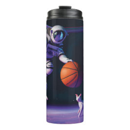 Astronaut basket ball met kat thermosbeker