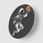 Astronaut basketbal illustratie ronde klok (Hoek)