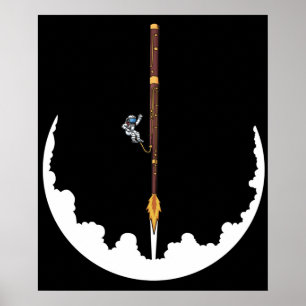 Astronaut Bassonist Jazz Music Gifts Bassoon Poster