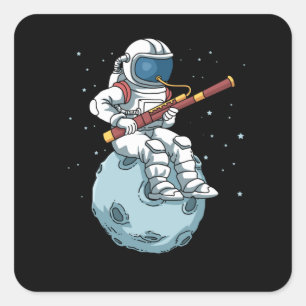 Astronaut Bassoon Bassonist Bassonist Basson Vierkante Sticker