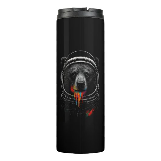 Astronaut Bear with Neon Paint Drips Cosmic Animal Thermosbeker (Achterkant)