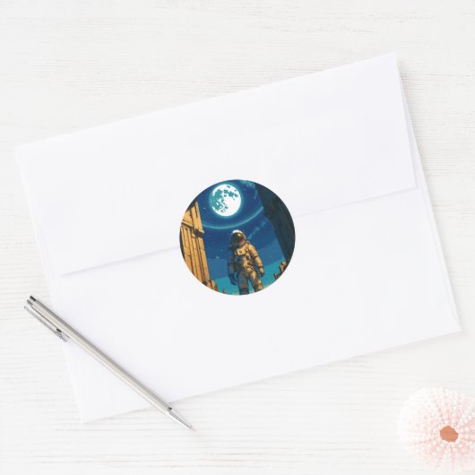 Astronaut Beneath the Celestial Gate Ronde Sticker (Envelop)
