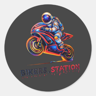 Astronaut Biker  Ronde Sticker