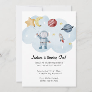 Astronaut Birthday Party Invitation Kaart