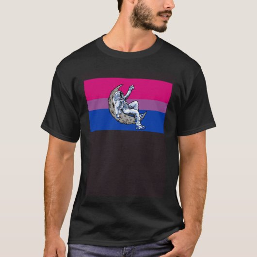 Astronaut Bisexual Pride Flag Crescent Moon Outer  T-shirt (Voorkant)