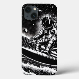 ASTRONAUT BLACK AND WHITE, SURF THE UNIVERSE iPhone 13 HOESJE