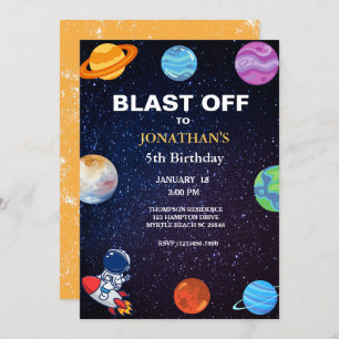 Astronaut Blast van 5th boys Birthday Party Kaart