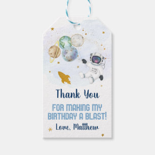 Astronaut Blue Gold Buitenspace Birthday Cadeaulabel