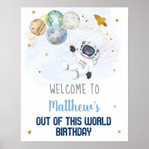 Astronaut Blue Gold Buitenspace Birthday Welkom Poster