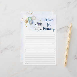 Astronaut Blue Gold Space Baby shower Advice