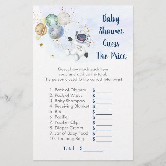 Astronaut Blue Gold Space raadt het prijsspel (Voorkant)