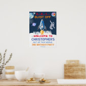 Astronaut Blue Space Verjaardag Welkom Poster (Keuken)