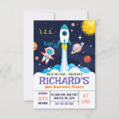Astronaut Boy Birthday Uitnodiging (Voorkant)